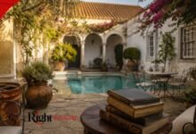 Outdoor pool and garden courtyard at Do Escritor, an 18th-century guest house in Évora