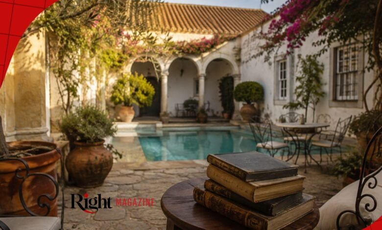 Outdoor pool and garden courtyard at Do Escritor, an 18th-century guest house in Évora