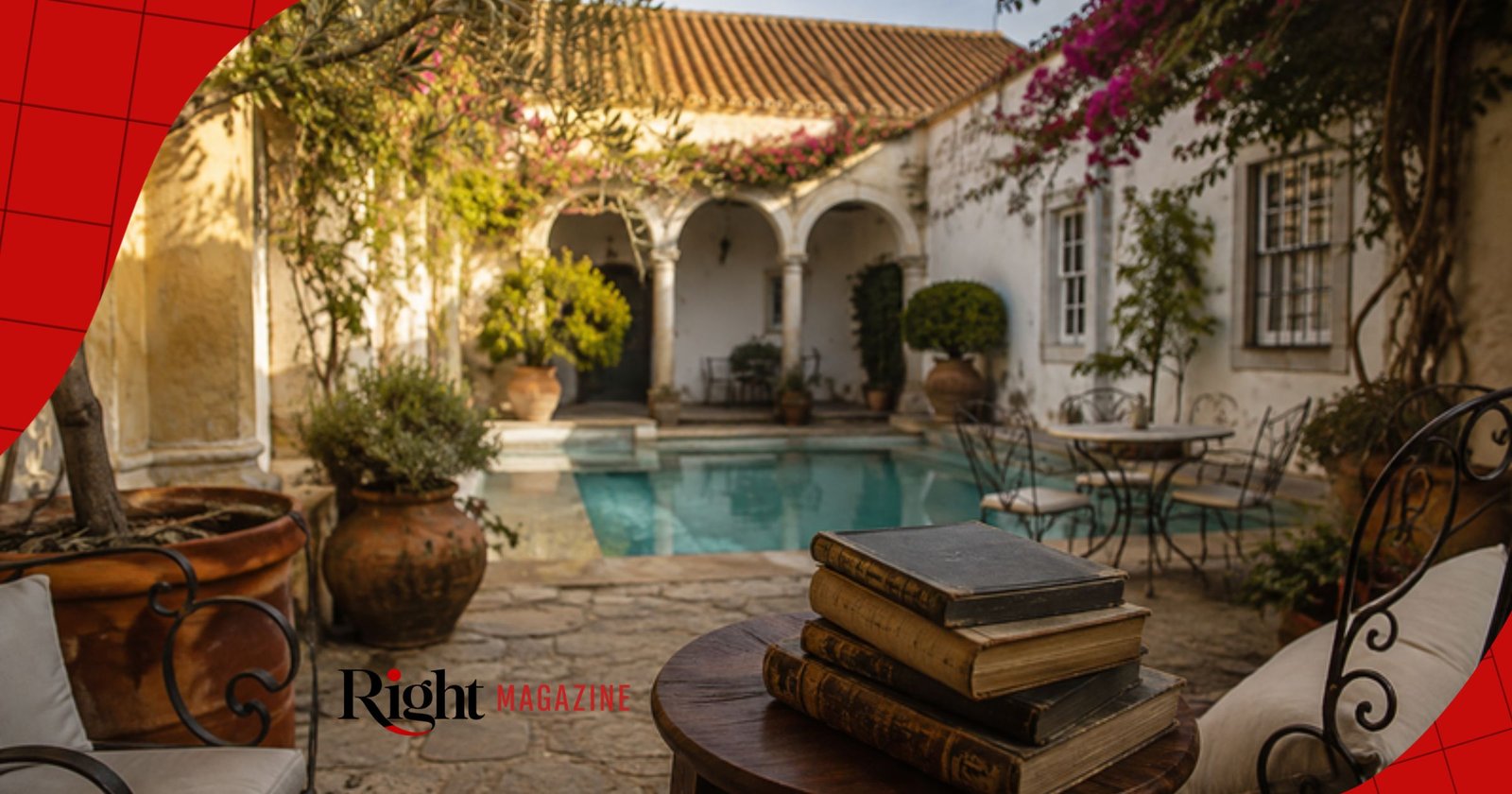 Outdoor pool and garden courtyard at Do Escritor, an 18th-century guest house in Évora